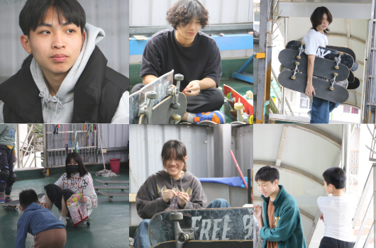 學生們在教室和工作室進行科學實驗和手工製作活動的合照集錦。包括組裝機械裝置、製作展示板、進行小組討論等多個場景，展現學生的動手實踐和創意學習過程。